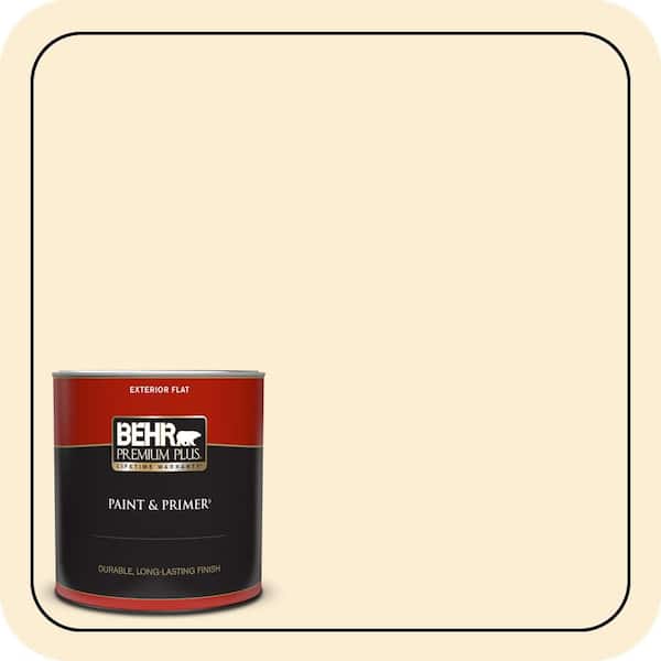 BEHR PREMIUM PLUS 1 Qt. #ICC-90 Butter Yellow Flat Exterior Paint & Primer