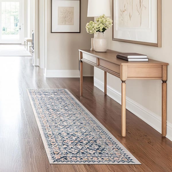 Crestwood Navy 2 ft. x 8 ft. Oriental Indoor Area Rug