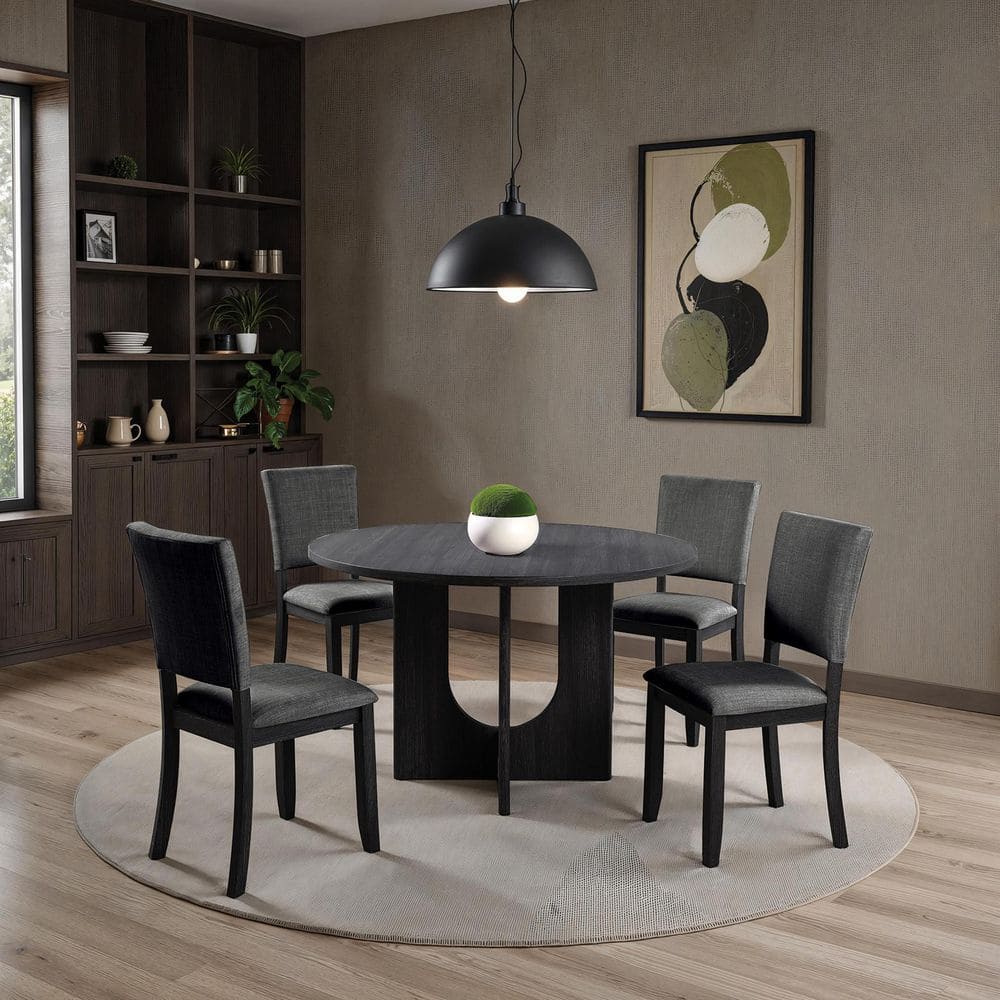 Noble House Isaac Transitional Dark Gray Upholstered Fabric Dining Side ...