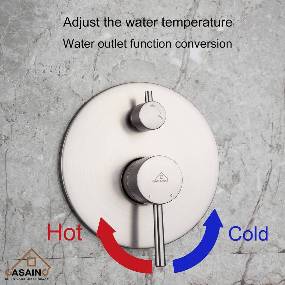 Brushed Nickel Wall Mounted Rain Shower System with Handheld