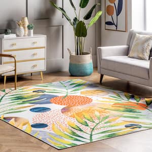 Sailor Machine Washable Tropical Green 4 ft. x 6 ft. Indoor Area Rug