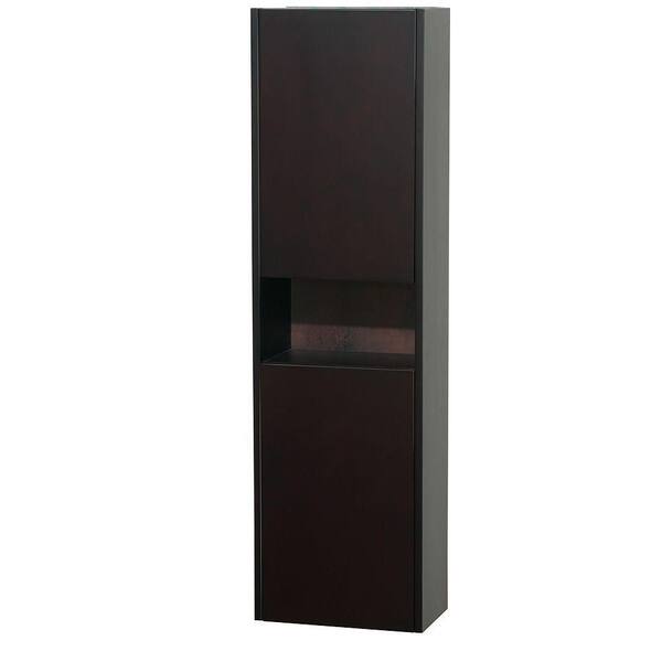 Wyndham Collection Diana 16-1/8 in. W x 56-1/8 in. H x 9-1/8 in. D Bathroom Storage Wall Cabinet in Espresso