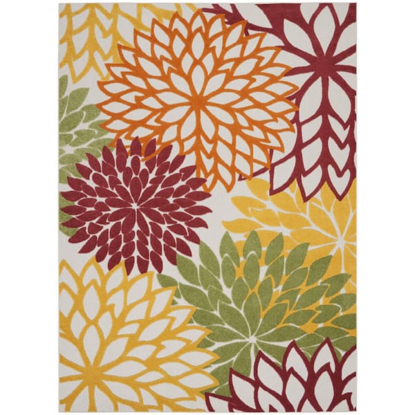 Red, Ivory 12 ft. x 15 ft. Woven Polypropylene Indoor/Outdoor Area Rug