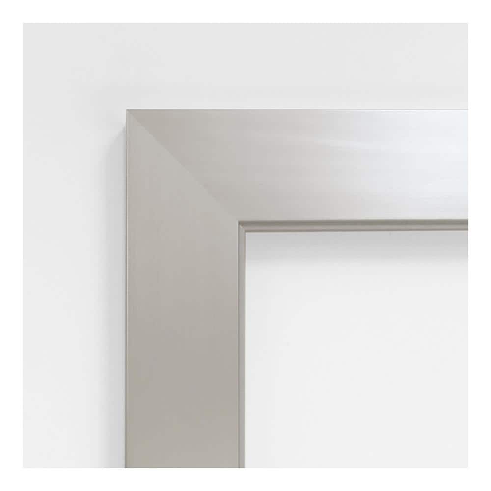 Elegant Brushed Sterling Silver Rectangular Wood Vanity Mirror