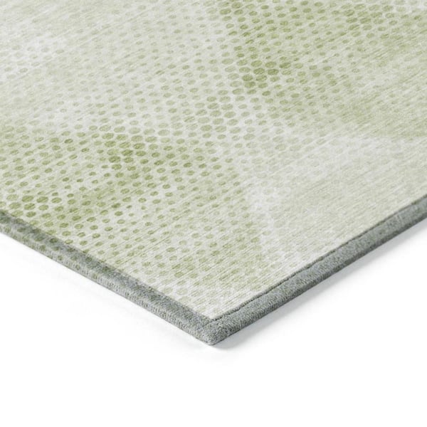 Mint Green 2 ft. x 8 ft. Woven Geometric Runner Indoor/Outdoor Area Rug