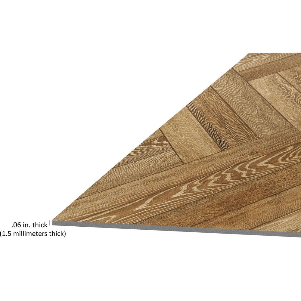 Blonde Herringbone Self-Adhesive Vinyl Floor Tiles, 12" x 12"
