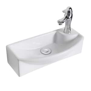 Laura 18-1/8 in. Wall Mounted Bathroom Sink in White Faucet Hole Right