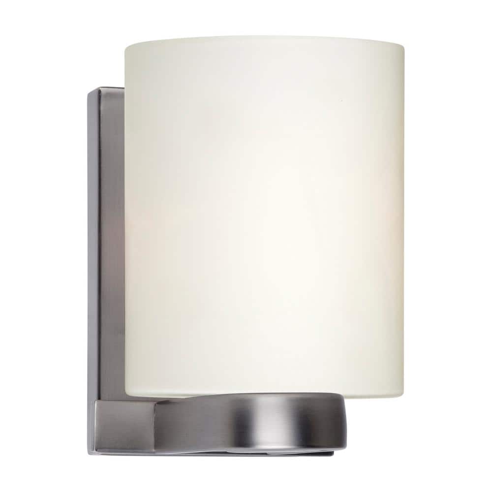 Mona 1-Light Brushed Nickel Wall Sconce Vanity Light with Satin White Glass -  Forte Lighting, 5146-01-55