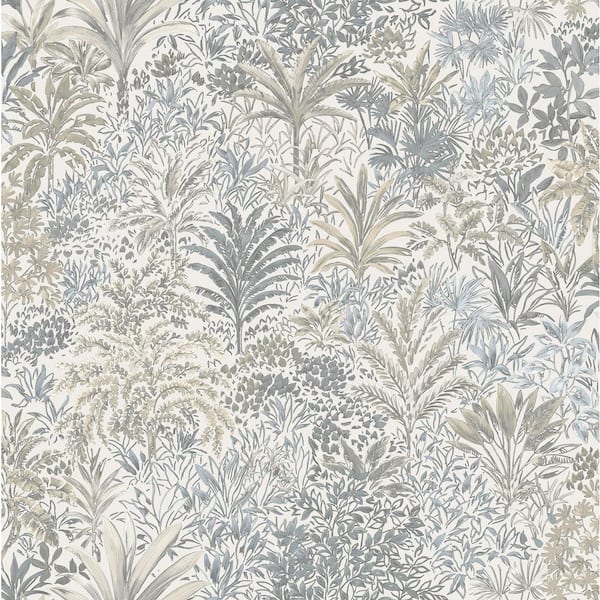 Meilani Natural and Grey Palm Landscape Wallpaper Sample
