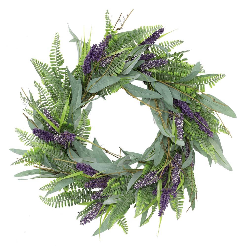 Puleo International 24 in. Artificial Lavender Floral Spring Wreath