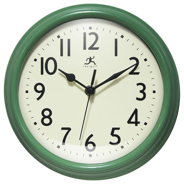 Infinity Instruments Nostalgic 9.5 in. Plastic Clock - Green