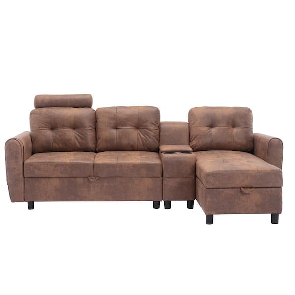 Clean! Comfy Microfiber Fluffy Brown 6 1/2 Foot Couch! - furniture