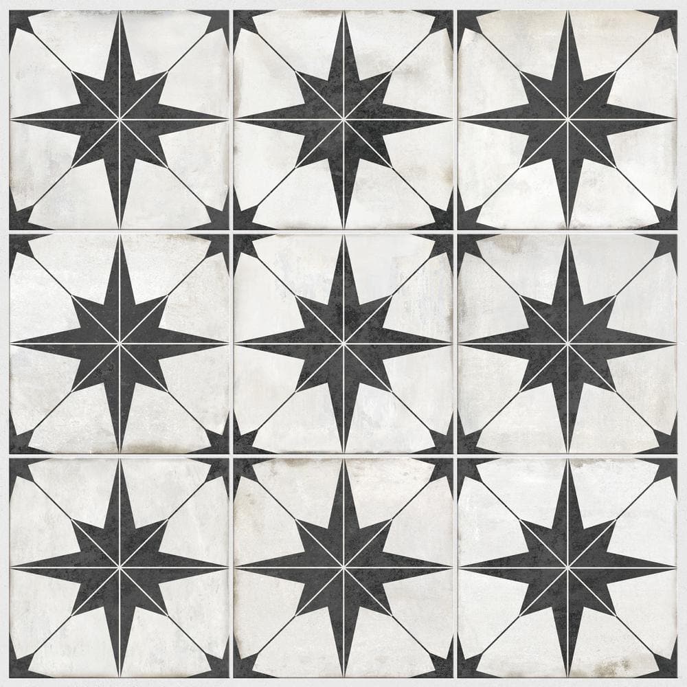 Black and White Vinyl Star Pattern Peel and Stick Wallpaper