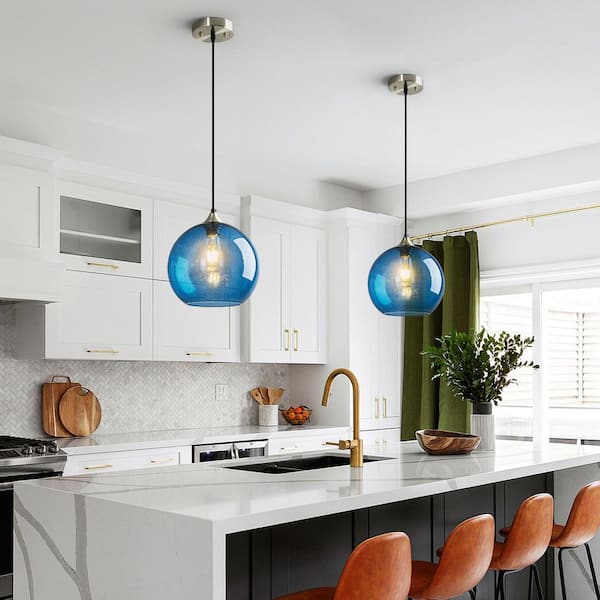 ZHLWIN Home Lighting ‎60 Watts 1-Light 9.84 in. Blue Glass Pendant