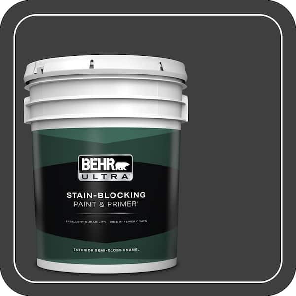 BEHR ULTRA 5 gal. Black Semi-Gloss Enamel Exterior Paint & Primer