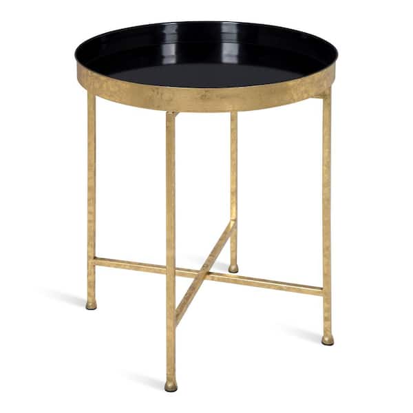 Kate and Laurel Celia 18.25 in. Black Round Metal End Table
