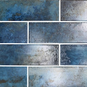 Marza Cobalt 4 in. x 12 in. Glossy Ceramic Blue Subway Tile (11.22 sq. ft. / case)