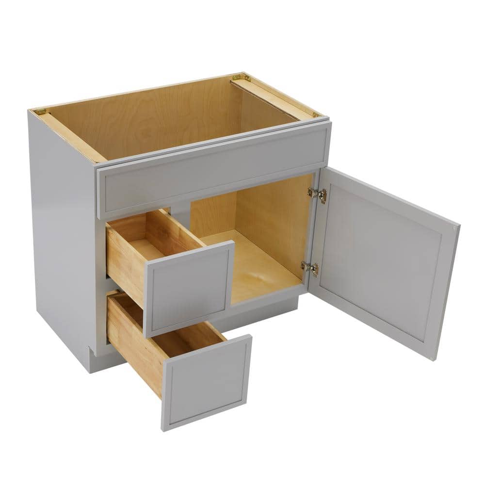 Gray 36" Birch Plywood Freestanding Single Base Cabinet with Soft Close Door