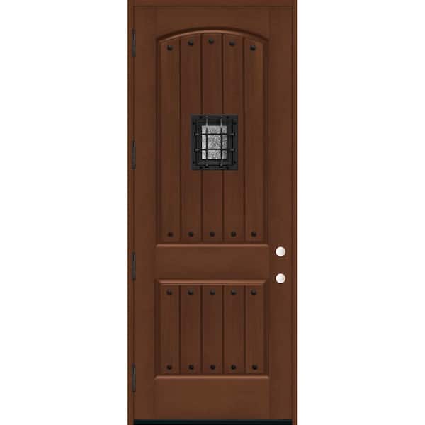 Steves & Sons 36 in. x 96 in. 2-Panel Left Hand/Outswing Chestnut Stain Fiberglass Prehung Front Door with 4-9/16 in. Jamb Size