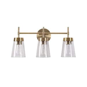 Bea 3-Light Antique Brass Vanity Light with Clear Glass