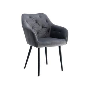 Gray Velvet Accent Chair Dining Chairs with Metal Legs