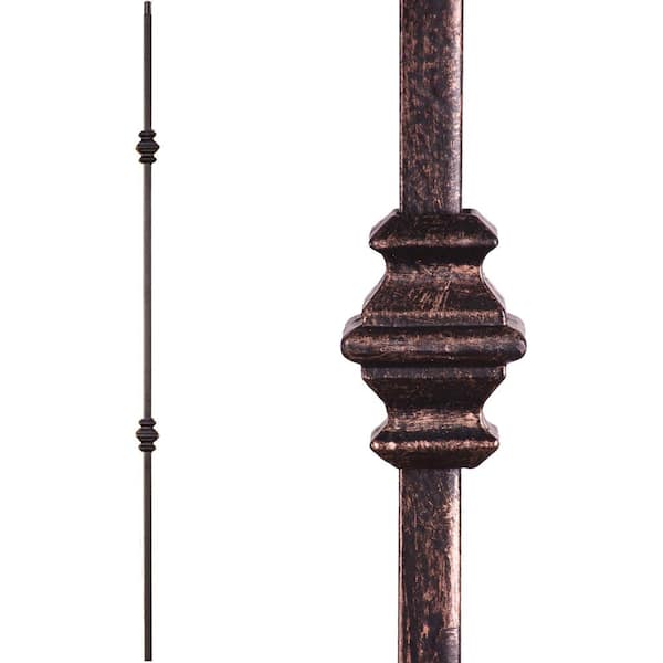 HOUSE OF FORGINGS Versatile 44 in. x 0.5 in. Oil Rubbed Bronze Double Knuckle Solid Wrought Iron Baluster