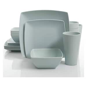 Home 16-Piece Melamine Dinnerware Set Plates, Bowls, and Cups, Mint (4-Pack)