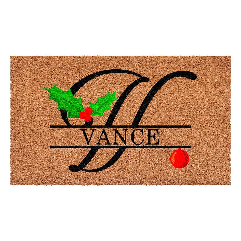 Christmas Holly 48 in. x 24 in. Coir Monogrammed Letter V Door Mat price history on PriceWatchPro