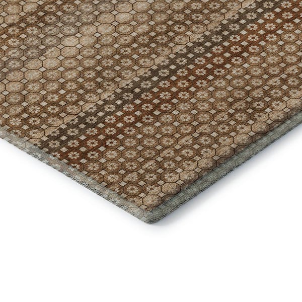 Mayfield Premium Machine Washable Abstract AMF1419 Paprika 3 ft. x 4 ft. Area Rug
