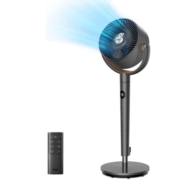 7 in. Adjustable Pedestal Floor Fan w/Remote, 8-Speeds, 25 dB, 8 Hr Timer, 35-40 in. Adj. Ht, 120° 3D Oscillation, Black