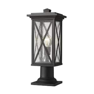 Brookside 18.5 in 1-Light Black Aluminum Hardwired Outdoor Weather Resistant Pier Mount Light with No Bulb Included
