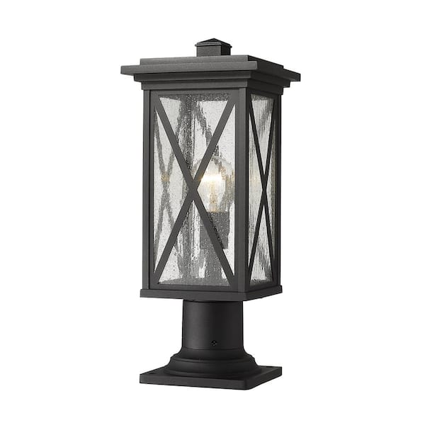 Unbranded Brookside 18.5 in 1-Light Black Aluminum Hardwired Outdoor Weather Resistant Pier Mount Light with No Bulb Included