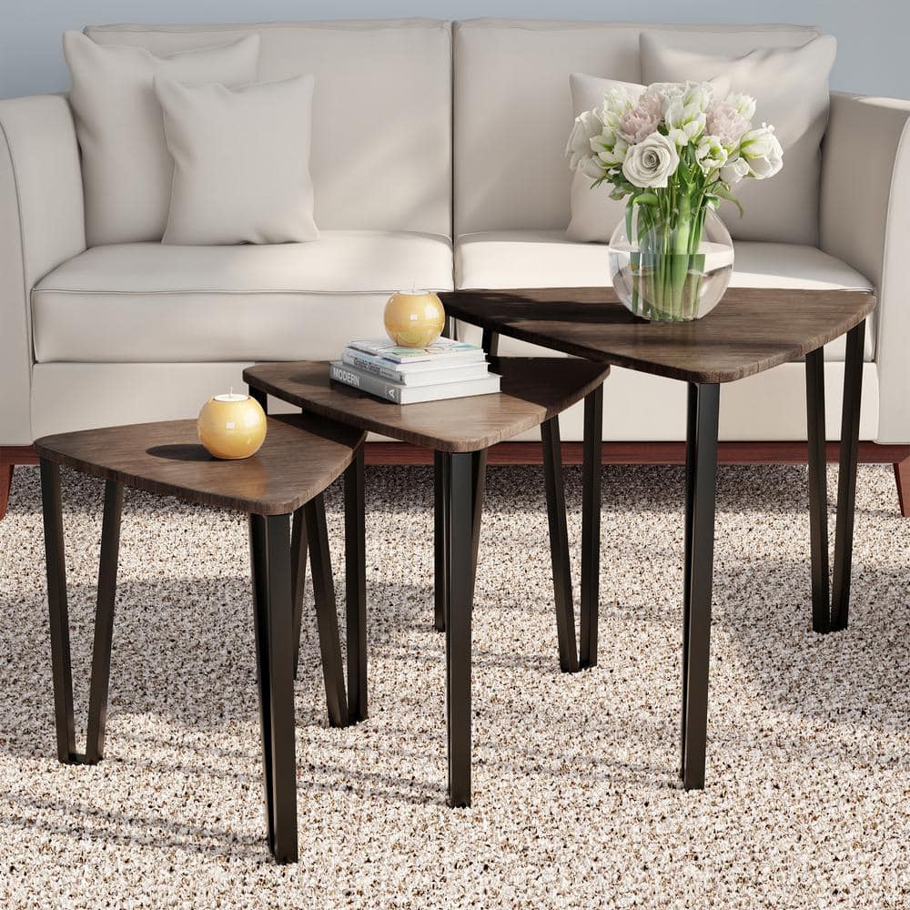 Lavish Home Modern Woodgrain Contemporary Nesting Accent Tables