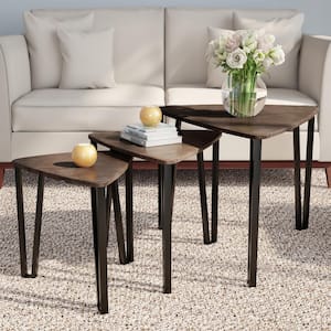 Modern Woodgrain Contemporary Nesting Accent Tables (Set of 3)