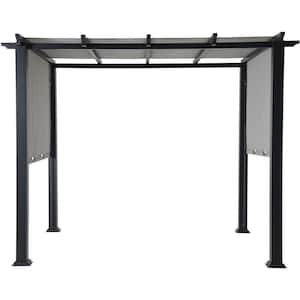 8 ft. x 10 ft. Metal Pergola with an Adjustable Gray Canopy