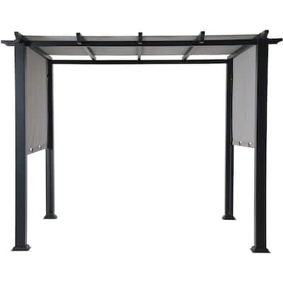 8 ft. x 10 ft. Metal Pergola with an Adjustable Gray Canopy