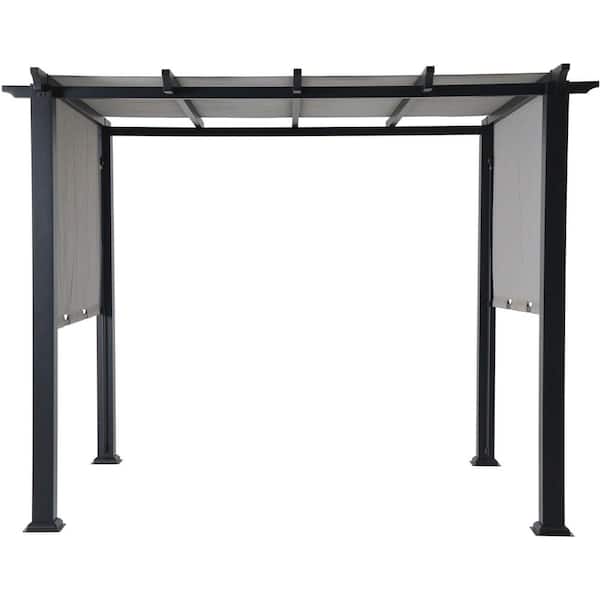 Hanover 8 ft. x 10 ft. Metal Pergola with an Adjustable Gray Canopy