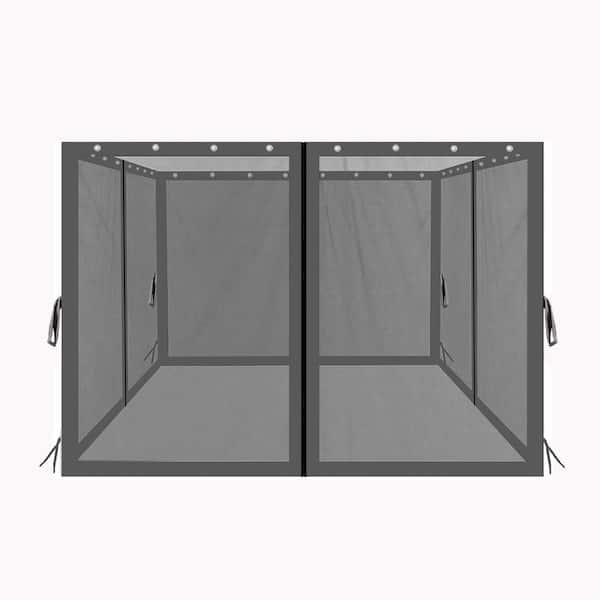 Otryad 10 ft. x 10 ft. Gazebo Replacement Mosquito Netting with Zippers, 4-Side Mesh Walls for Patio Gazebos