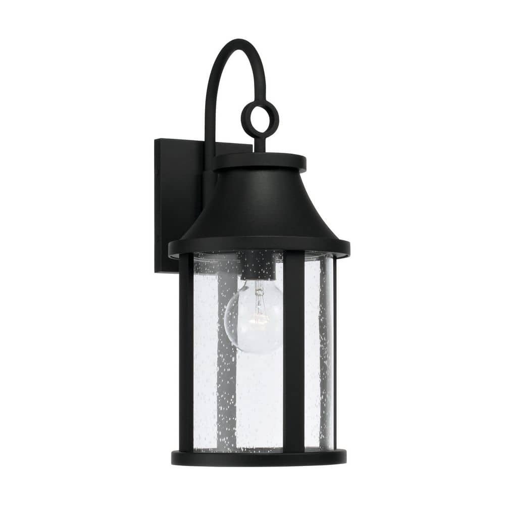 Bridger 7.5 in. W x 19 in. H 1-Light Outdoor Cylindrical Wall Lantern in Black with Seeded Glass price history on PriceWatchPro