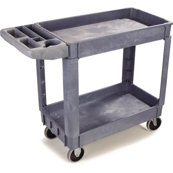 Boardwalk 17.25 in. W x 40 in. D x 33.5 in. H Gray Plastic Resin 2-Shelf Utility Cleaning Cart