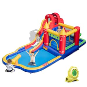 9-In-1 Inflatable Bounce House with Water Slide Splash Pool for 3 Plus with 735-Watt Blower