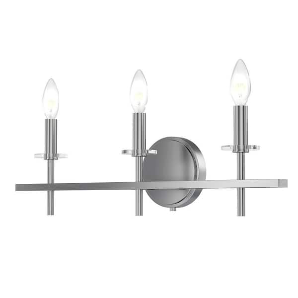 LumLight Sapello 22 in. Plug and Play 3-Light Brushed Nickel Vanity Light with SkyPlug