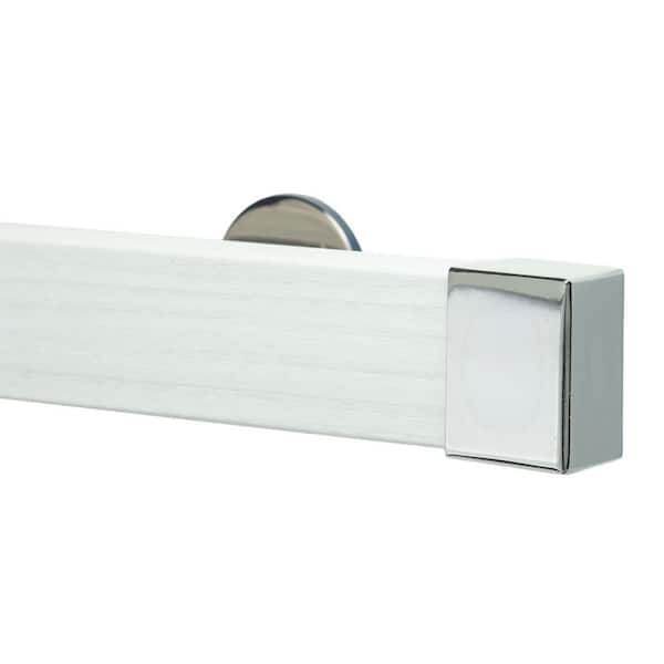 Art Decor Kontur Wood 96 in. Non-Adjustable Single Traverse Window Curtain Rod Set in Winter with Chrome Endcap
