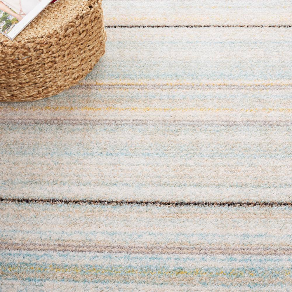 Blue and Ivory Geometric Pattern Runner Rug 2'6" x 8'