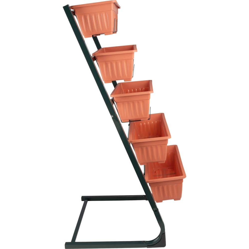 Terracotta 5-Tier Vertical Garden Planter with Steel Frame