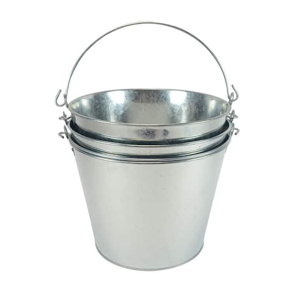 5 Gal. Silver Galvanized Steel Beverage Bucket with Sturdy Handle for Parties
