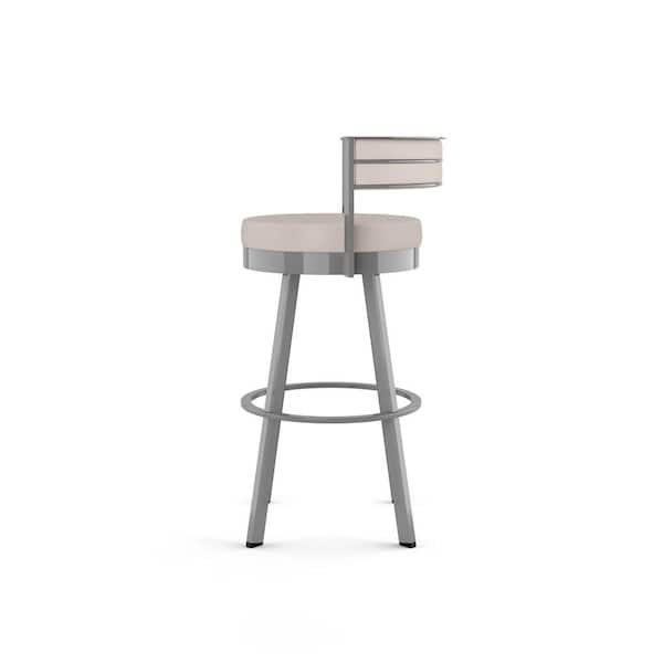 Browser 26 in. Cream Faux Leather Glossy Grey Metal Swivel Counter Stool