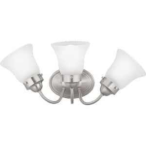 Fluted Glass Collection 3-Light Brushed Nickel Etched Glass Traditional Bath Vanity Light