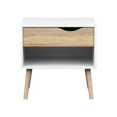 Diana 1-Drawer White/Oak Structure Nightstand