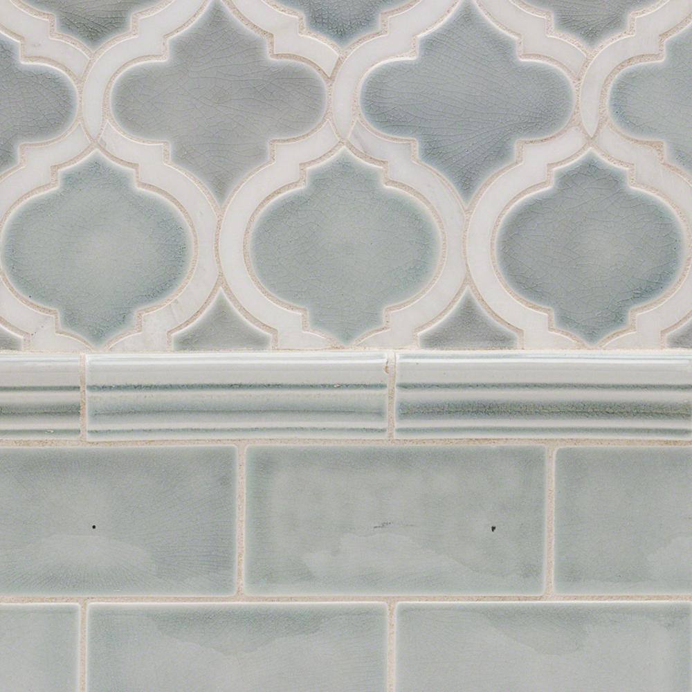 Arctic Blue Arabesque Ceramic Mosaic Tile Sheet